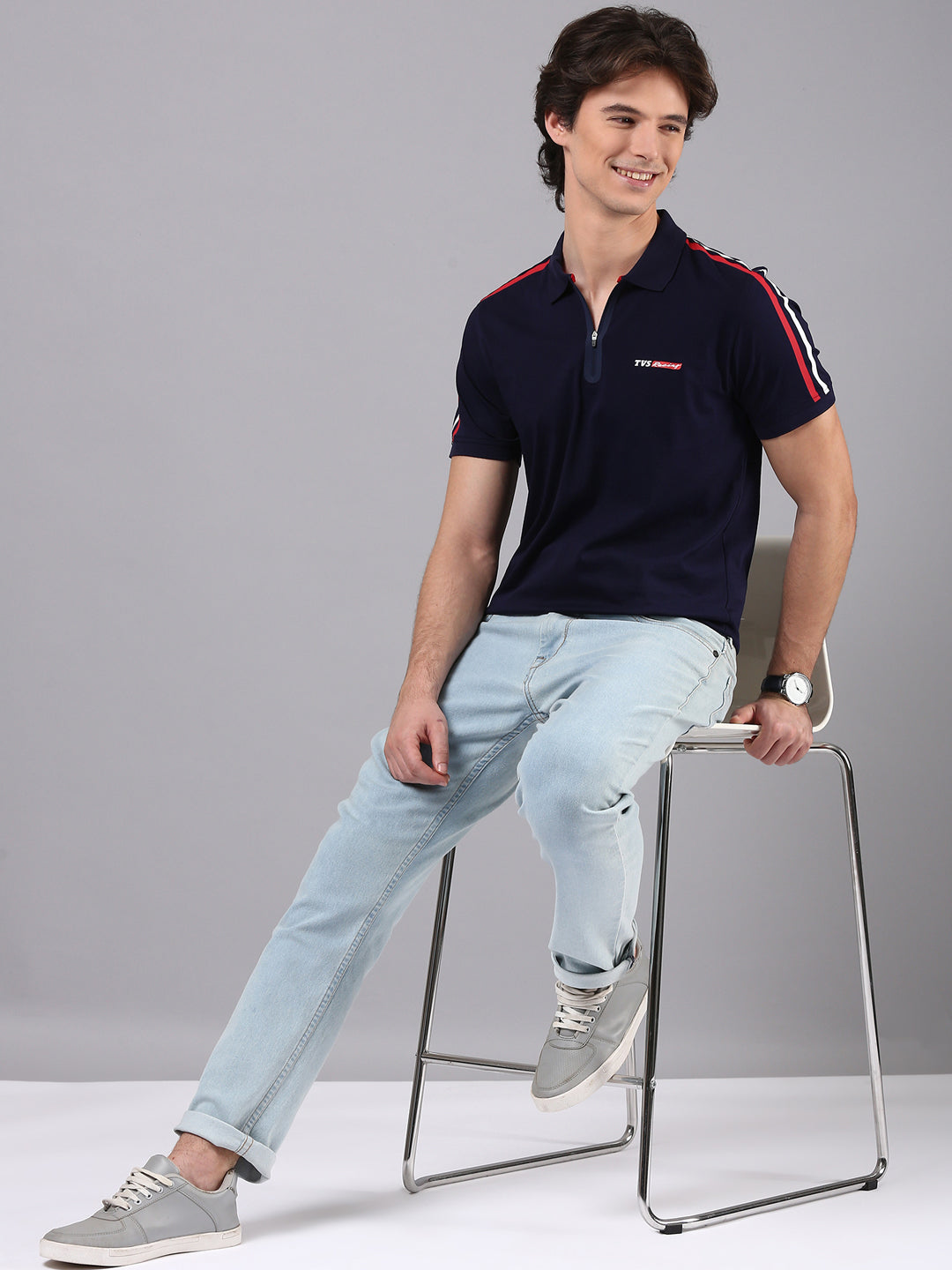 TVS Originals Racing 100% Cotton Mercerised Polo T-Shirt | 180 GSM | Sleek Zipper Placket | Soft Sheen Finish | Lightweight & Durable | Regular Fit | Heat-Sealed Neck | Premium Everyday Wear